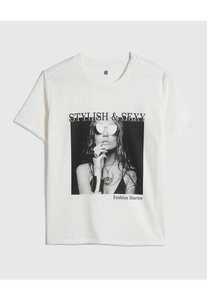 Camiseta Para Mujer Manga Corta Color Blanco Marca Ostu #40092042
