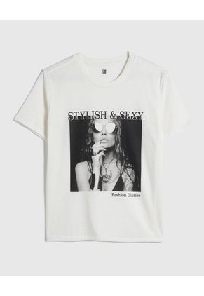 Camiseta Para Mujer Manga Corta Color Blanco Marca Ostu #40092042