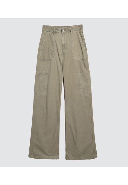 Jean Para Mujer Wide Leg Cargo Color Verde  Marca Ostu #40160482