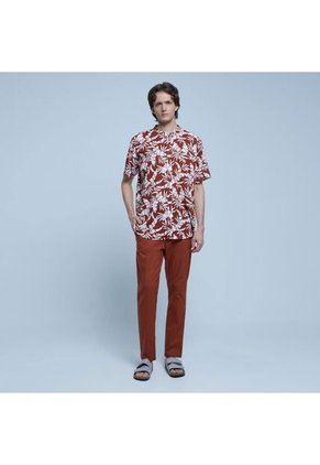 Camisa Para Hombre Manga Corta Con Bolsillo Color Naranja Marca Ostu #60010617