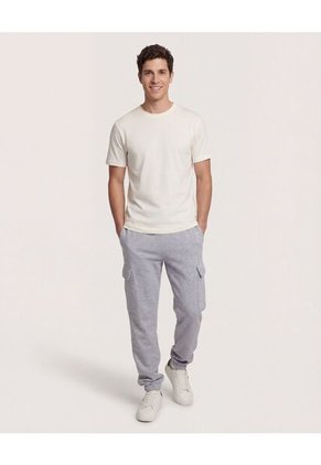 Camiseta  Para Hombre Manga Corta Cuello Redondo Color Crema Marca Ostu #60091909