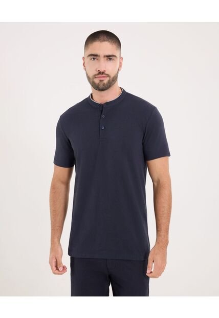 Polo Para Hombre Cuello Mao Sin Bolsillo Color Azul  Marca Ostu #60110511