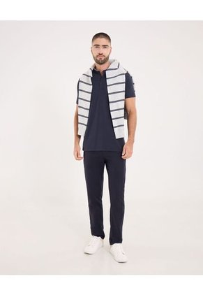 Polo Para Hombre Cuello Mao Sin Bolsillo Color Azul  Marca Ostu #60110511