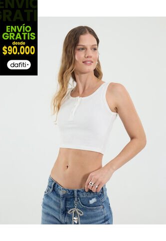 Camiseta Para Mujer Manga Sisa Cuello Redondo Color Crema Marca Ostu #40092500 Ostu