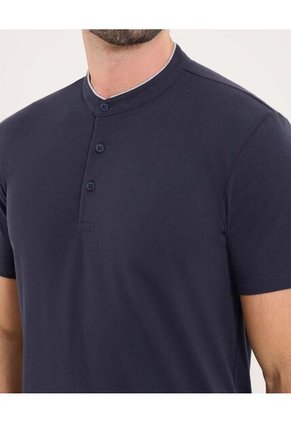 Polo Para Hombre Cuello Mao Sin Bolsillo Color Azul  Marca Ostu #60110511