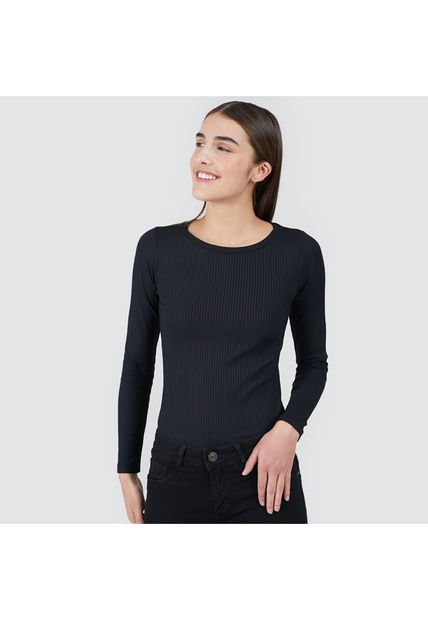 Camiseta Para Mujer Manga Larga Color Negro Marca Ostu #40091251