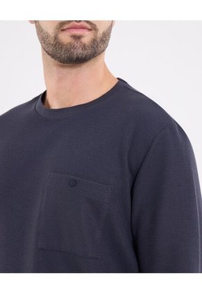 Camiseta  Para Hombre Manga Larga Cuello Redondo Color Azul Marca Ostu #60091871