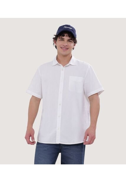 Camisa Para Hombre Manga Corta Con Bolsillo Color Crema Marca Ostu #60010659