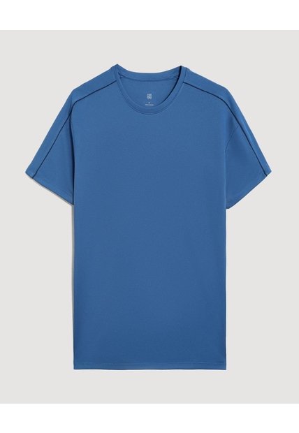 Camiseta Texturizada Con Cortes  Para Hombre Azul Ostu