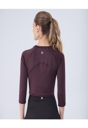 Crop Top Para Mujer Manga 3/4 Color Café  Marca Ostu #40092292