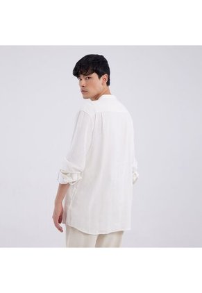 Camisa Para Hombre Manga Larga Sin Bolsillo Cuello Neru Color Blanco Marca Ostu #60010572