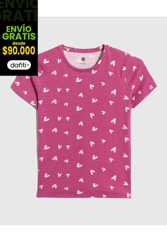 Camiseta Infantil Niña Manga Corta Cuello Redondo Color Morado Marca Ostu #90090298 Ostu