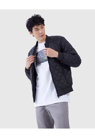 Chaqueta Para Hombre Bomber Color Negrocarbon Marca Ostu #60080107 Ostu