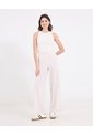 Pantalón Con Prenses  Para Mujer Beige Ostu de Ostu