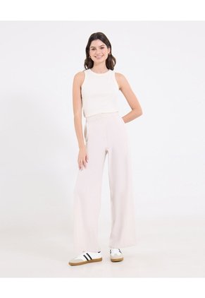 Pantalón Con Prenses  Para Mujer Beige Ostu