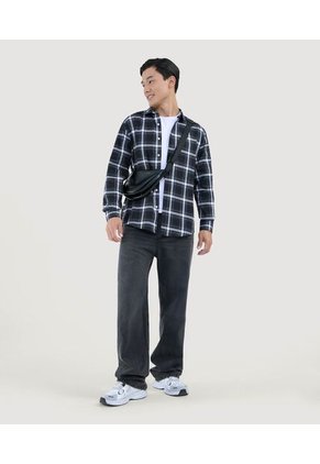 Camisa Para Hombre Manga Larga Sin Bolsillo Color Negro Marca Ostu #60010741