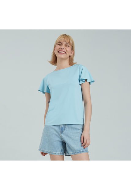 Camiseta Para Mujer Manga Corta Color Azul  Marca Ostu #40091788
