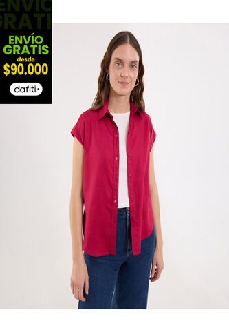 Camisa Para Mujer Manga Corta Color Rojo Marca Ostu #40010306 Ostu