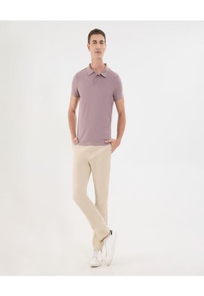 Polo Para Hombre Cuello Tejido Sin Bolsillo Color Morado Marca Ostu #60110796