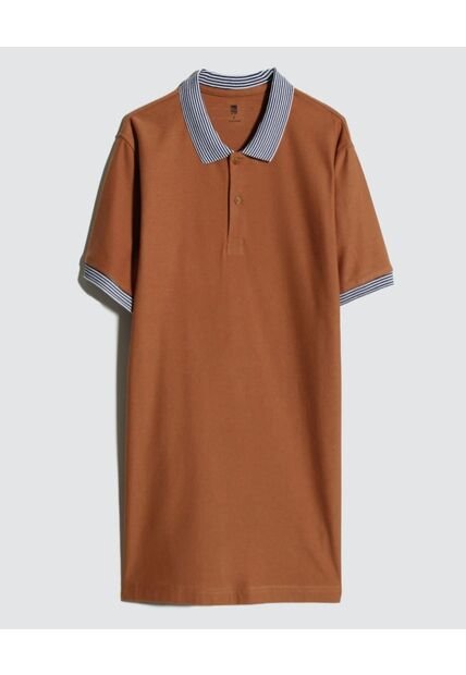 Polo Para Hombre Cuello Tejido Sin Bolsillo Color Mostaza Marca Ostu #60110722