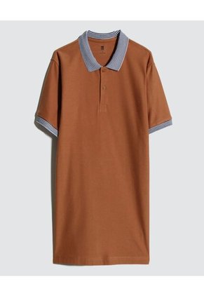 Polo Para Hombre Cuello Tejido Sin Bolsillo Color Mostaza Marca Ostu #60110722