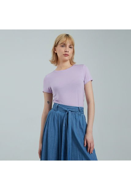 Camiseta Para Mujer Manga Corta Color Lila  Marca Ostu #40091848