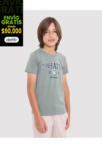 Camiseta Infantil Niño Manga Corta Cuello Redondo Color Verde Marca Ostu #80090277 Ostu