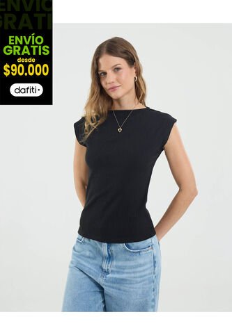 Camiseta Para Mujer Manga Sisa Cuello Redondo Color Negro Marca Ostu #40092529 Ostu