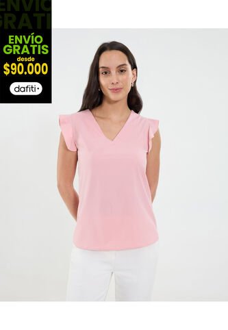 Blusa Para Mujer Manga Corta Color Rosado Marca Ostu #40121158 Ostu