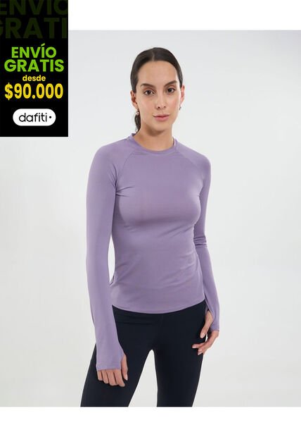 Camiseta Para Mujer Manga Larga Cuello Redondo Color Lila Marca Ostu #40092520