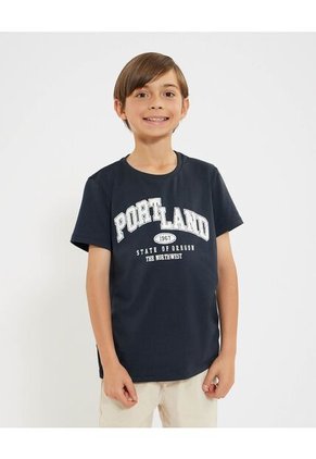 Camiseta Infantil Niño Manga Corta Cuello Redondo Color Azul Marca Ostu #80090276