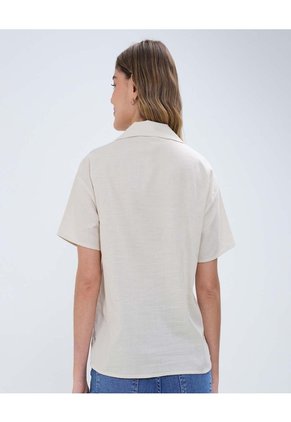 Camisa Para Mujer Manga Corta Color Beige Marca Ostu #40010268