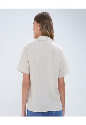 Camisa Para Mujer Manga Corta Color Beige Marca Ostu #40010268