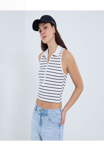 Polo Para Mujer Manga Sisa Color Crema Marca Ostu #40110170