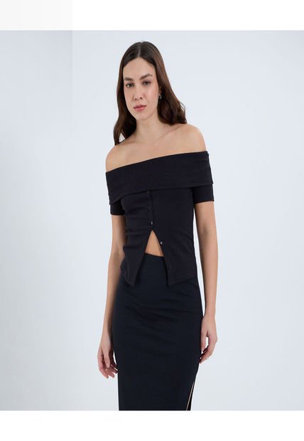 Camiseta Para Mujer Manga Corta Moda Color Negro Marca Ostu #40092458