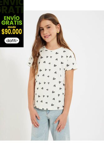 Camiseta Infantil Niña Manga Corta Cuello Redondo Color Rosado Marca Ostu #90090300 Ostu