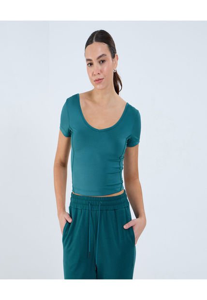 Camiseta Para Mujer Crop Top Color Verde Marca Ostu #40092397