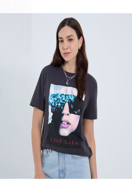 Camiseta Para Mujer Manga Corta Cuello Redondo Color Gris Marca Ostu #40092479