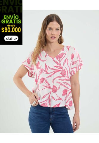 Blusa Para Mujer Manga Corta Color Rojo Marca Ostu #40121185 Ostu