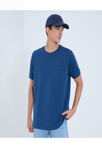 Camiseta Para Hombre Manga Corta Cuello Redondo Color Azul Marca Ostu #60091585