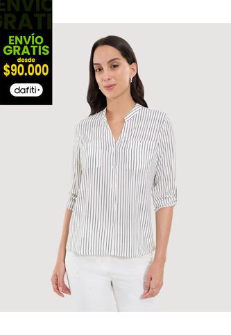 Blusa Para Mujer Manga 3/4 Color Crudo Marca Ostu #40121155 Ostu