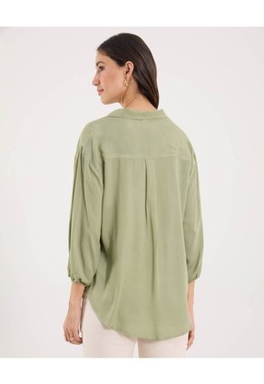 Camisa  Para Mujer Manga 3/4 Color Verde Marca Ostu #40010325