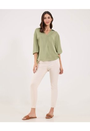 Camisa  Para Mujer Manga 3/4 Color Verde Marca Ostu #40010325