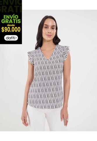 Blusa Para Mujer Manga Corta Color Crudo Marca Ostu #40121160 Ostu