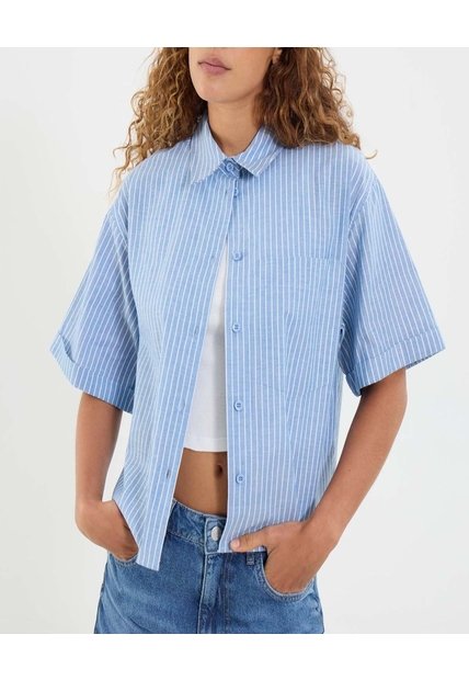 Camisa Para Mujer Manga Corta Color Azul Marca Ostu #40010288