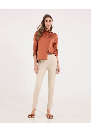 Camisa  Para Mujer Manga Larga Color Terracota Marca Ostu #40010322