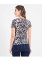 Camiseta Estampada Con Botones  Para Mujer Beige Ostu de Ostu