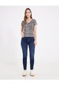 Camiseta Estampada Con Botones  Para Mujer Beige Ostu de Ostu