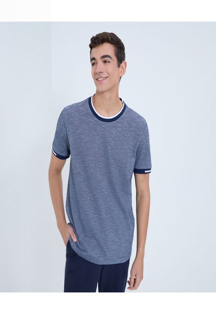 Camiseta Para Hombre Manga Corta Cuello Redondo Color Azul Marca Ostu #60091583