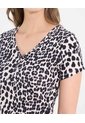 Camiseta Estampada Con Botones  Para Mujer Beige Ostu de Ostu